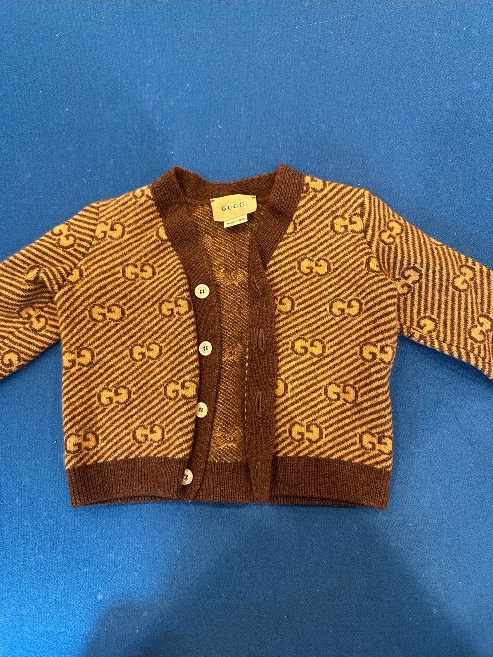 Gucci Brown & Tan GG Jacquard Kids Cardigan